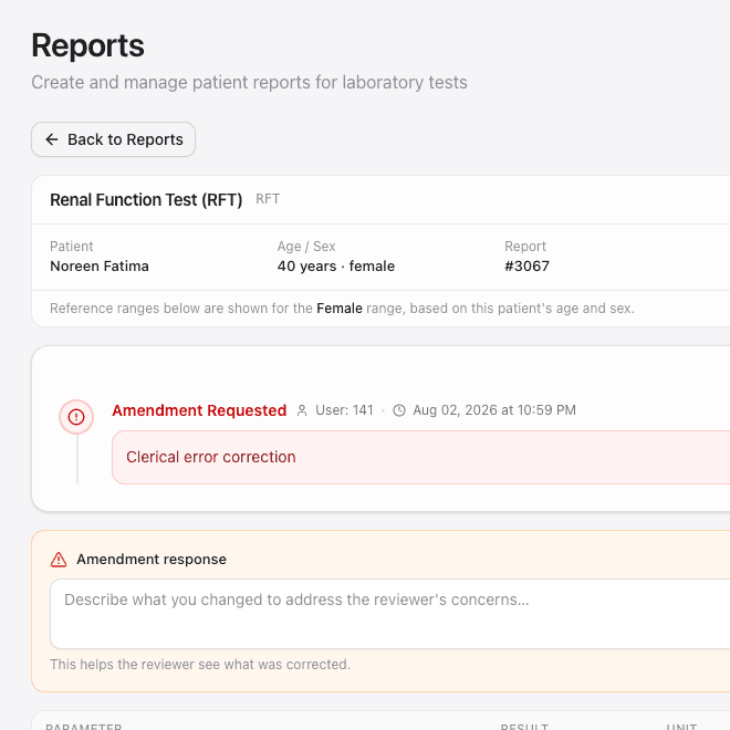 Amending a published report without erasing its history