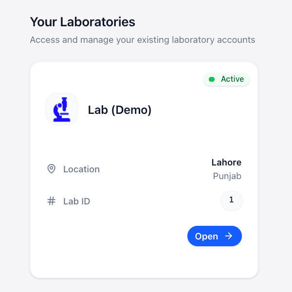 A lab's profile set up and live in eCare Lab